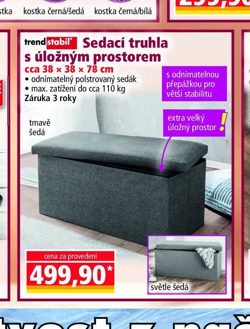 Sedací truhla s úložným prostorem