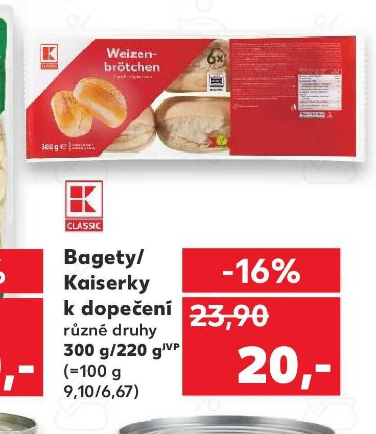 BAGETY/KAISERKY k dopečení různé druhy 300 g/220 g - Kaufland akcniletaky.com