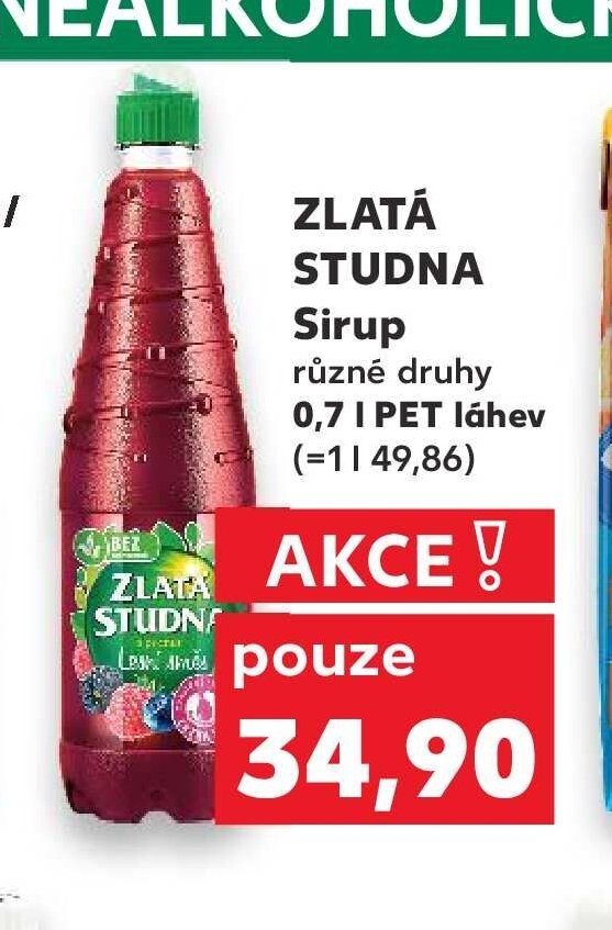 Zlatá Studna Sirup různé druhy 0,7 l PET láhev