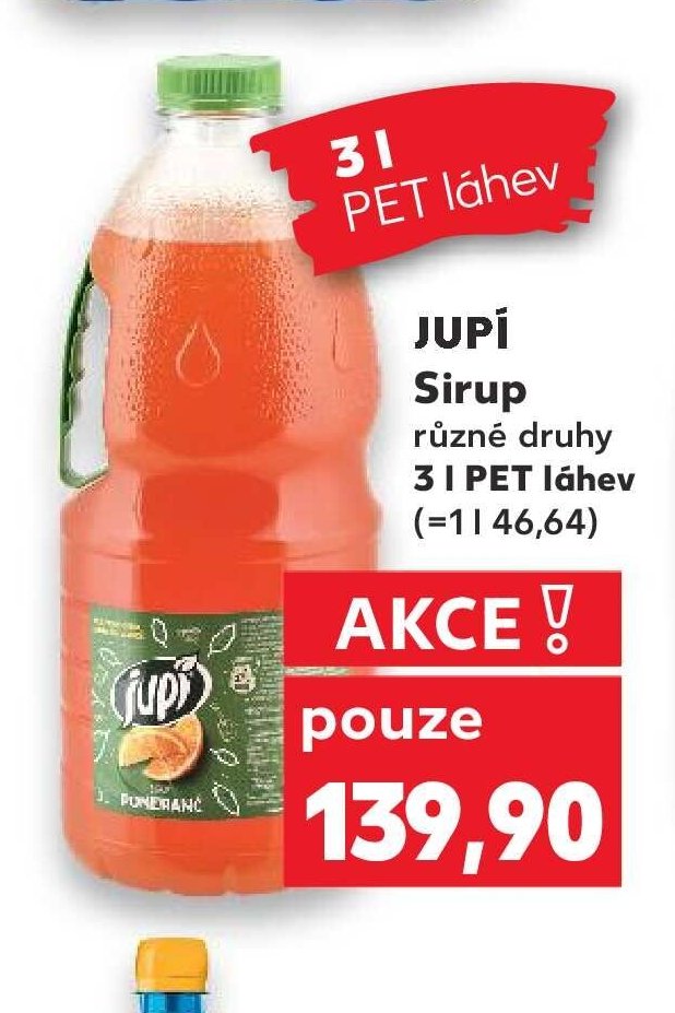Jupí Sirup různé druhy 3 l PET láhev