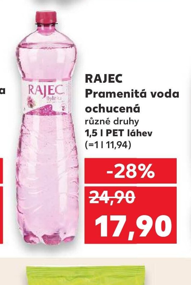 Rajec Pramenitá voda ochucená různé druhy 1,5 l PET láhev