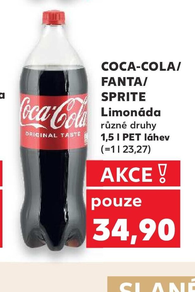 Coca-Cola/Fanta/Sprite Limonáda různé druhy 1,5 l PET láhev