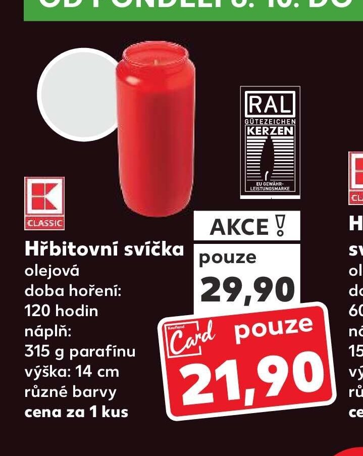 Hřbitovní svíčka olejová