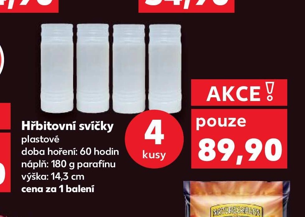 Hřbitovní svíčky plastové 4 kusy