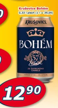 Pivo světlý ležák Bohém Krušovice