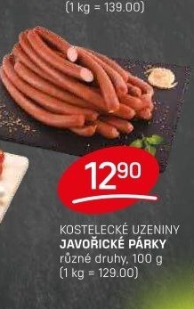 Párky javořické Kostelecké uzeniny
