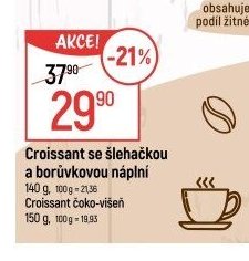 Croissant se šlehačkou a borůvkovou náplní / Croissant čoko-viseň