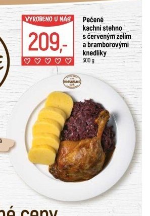 Pečené kachní stehno s červeným zelím a bramborovými knedlíky