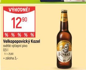 Pivo světlé výčepní 10°Velkopopovický Kozel