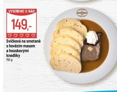 Svíčková na smetaně s hovězím masem a houskovými knedlíky