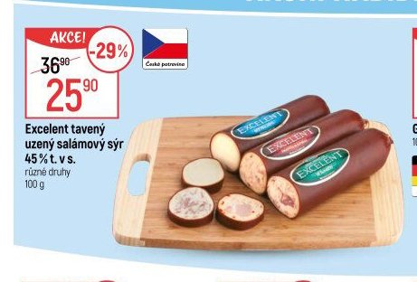 Excelent tavený uzený salámový sýr 45% t. v s.