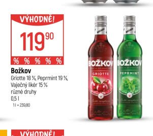Božkov Griotte 18 %, Peprmint 19 %, Vaječný likér 15 % různé druhy 0,5 l - Globus akcniletaky.com