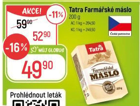 Máslo farmářské Tatra