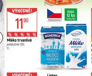 Mléko trvanlivé polotučné 1,5%