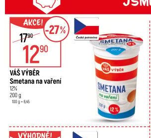 Váš výběr Smetana na vaření