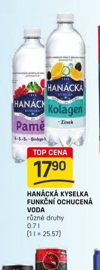 Hanácká kyselka funkční ochucená voda různé druhy 0,7l