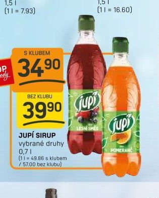 Jupí sirup vybrané druhy 0,7l