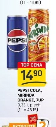 Pepsi Cola, Mirinda Orange, 7up 0,33l plech