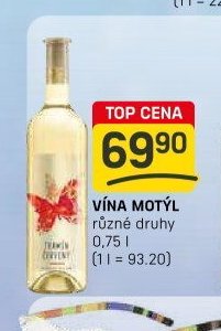 Vína Motýl různé druhy 0,75l
