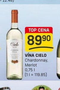 Vína Cielo Chardonnay, Merlot 0,75l