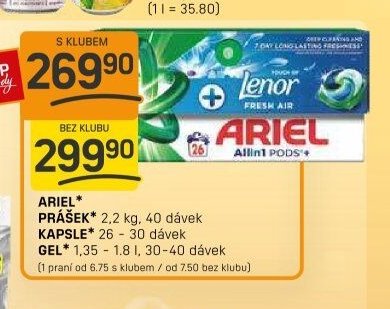 Ariel prášek, kapsle, gel