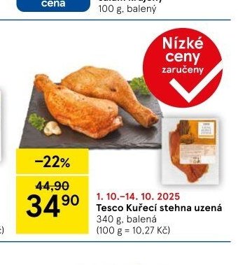 Tesco Kuřecí stehna uzená 340 g, balená