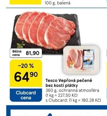 Tesco Vepřová pečeně bez kosti plátky 360 g