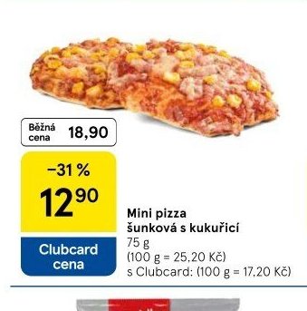 Mini pizza šunková s kukuřicí