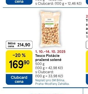 Tesco Pistácie pražené solené