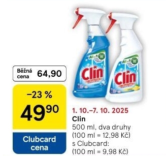 Čistič oken ve spreji Clin