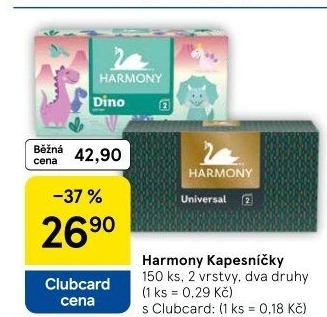 Kapesníčky papírové 2vrstvé Harmony - box