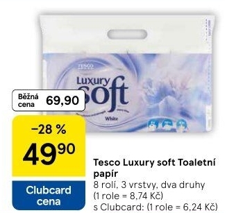 Toaletní papír 3vrstvý Luxury Tesco