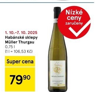 Víno Müller Thurgau Habánské sklepy