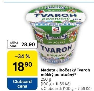 Tvaroh polotučný Jihočeský Madeta