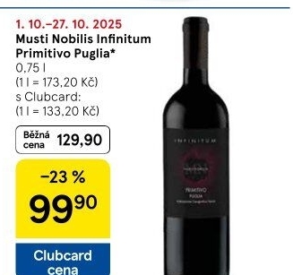 Víno Primitivo Puglia Infinitum Musti Nobilis