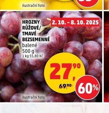 HROZNY RŮŽOVÉ/TMAVÉ BEZSEMENNÉ