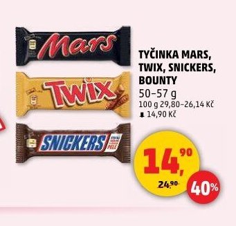TYČINKA MARS, TWIX, SNICKERS, BOUNTY