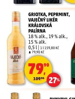 GRIOTKA, PEPRMINT, VAJEČNÝ LIKÉR KRÁLOVSKÁ PALÍRNA