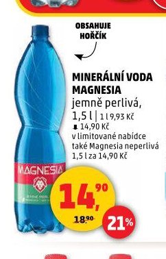 Minerální voda Magnesia jemně perlivá