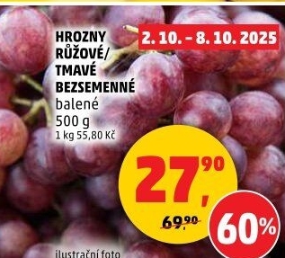 Hrozny růžové bezsemenné