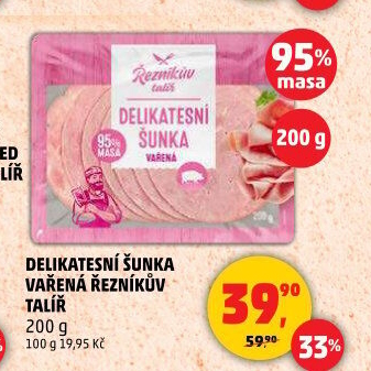 Šunka delikatesní vařená Řezníkův talíř
