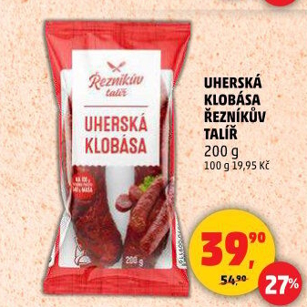 Uherská klobása Řezníkův talíř