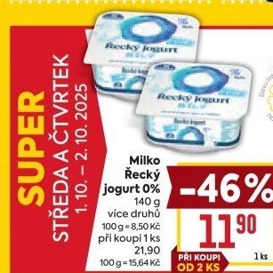 Bílý jogurt řecký 0% Milko