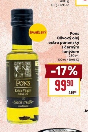 Pons Olivový olej extra panenský s černým lanýžem