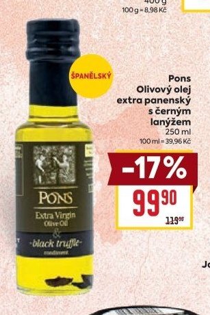 Pons Olivový olej extra panenský s černým lanýžem