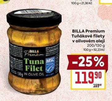 BILLA Premium Tuňákové filety v olivovém oleji