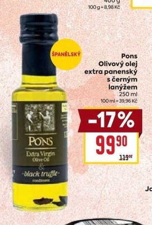 Pons Olivový olej extra panenský s černým lanýžem 250 ml