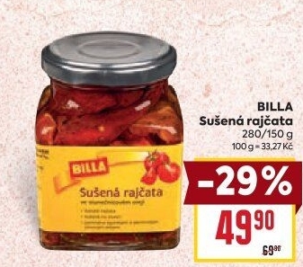 Sušená rajčata v oleji Billa