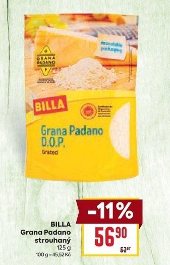 Sýr Grana Padano strouhaný Billa