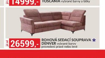 ROHOVÁ SEDACÍ SOUPRAVA DENVER vybrané barvy provedení pravé nebo levé